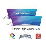 Zipper-Back Premium Custom Stretch Table Cover - Flame Retardant